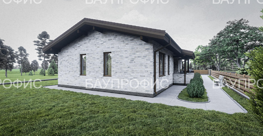 Одноэтажный жилой дом из керамических блоков площадью 145 м2.