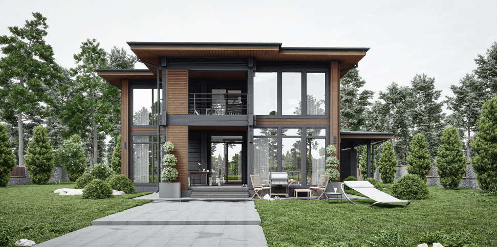 Двухэтажный жилой дом из клеёного бруса сечением 200х275(h)мм. Двухэтажный жилой дом из клеёного бруса сечением 200х275(h)мм.