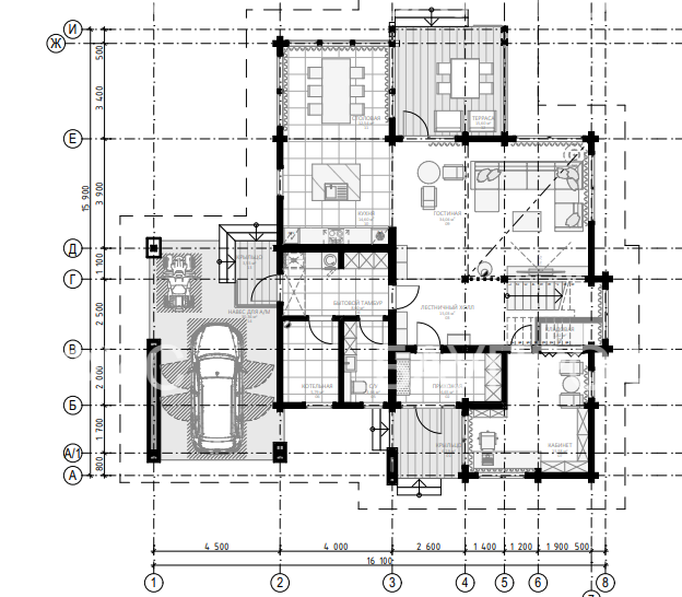 БАУПРОФИС | Жилой двухэтажный дом из клеёного бруса площадью 316 м2.