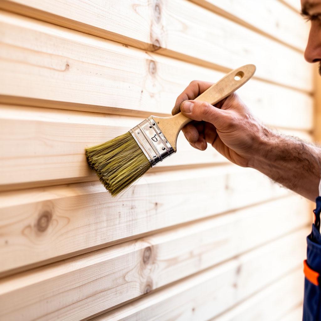 Покраска домов из клеёного бруса.