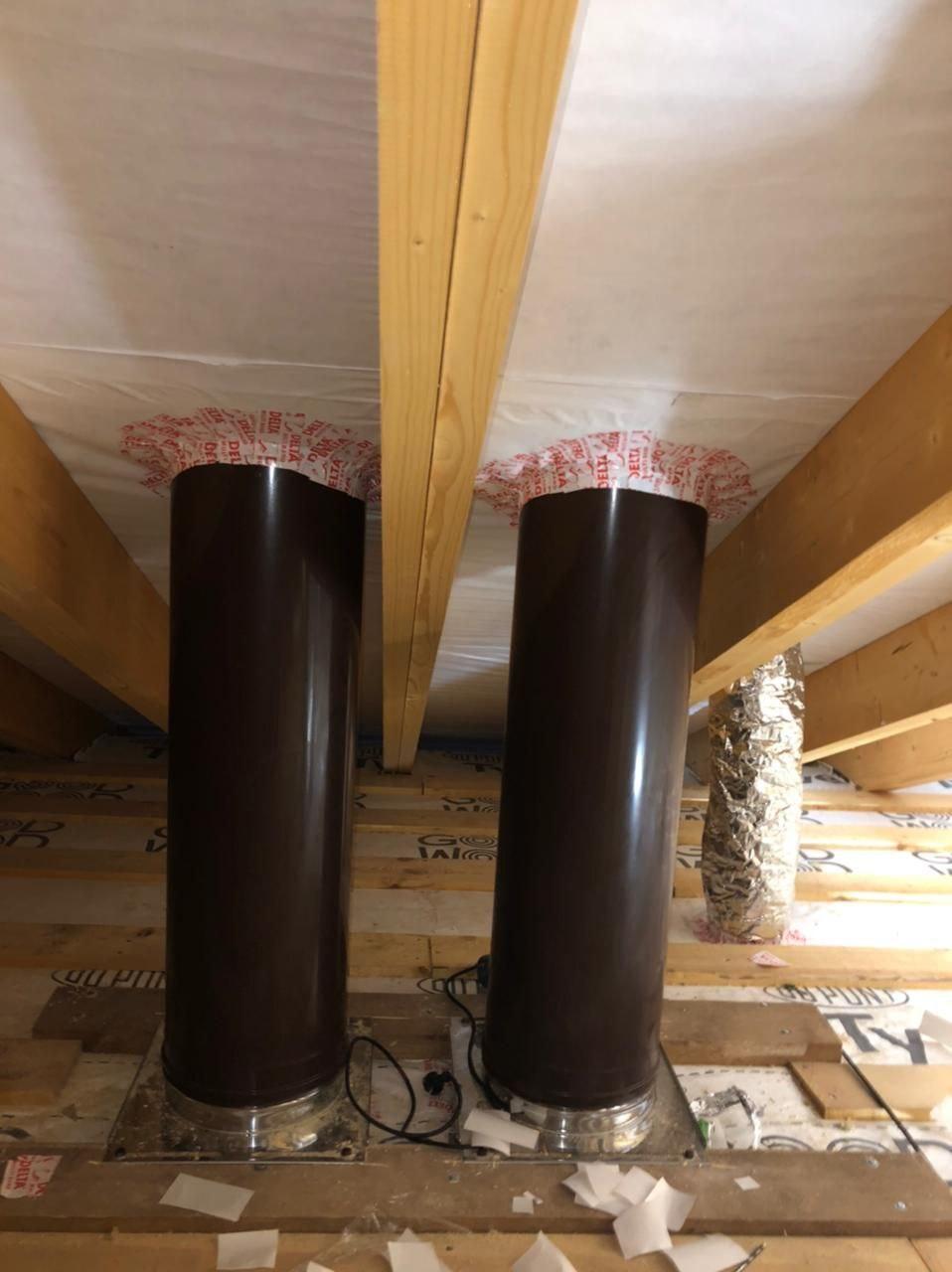 Монтаж вентиляционных проходных элементов и газовой вентиляции.