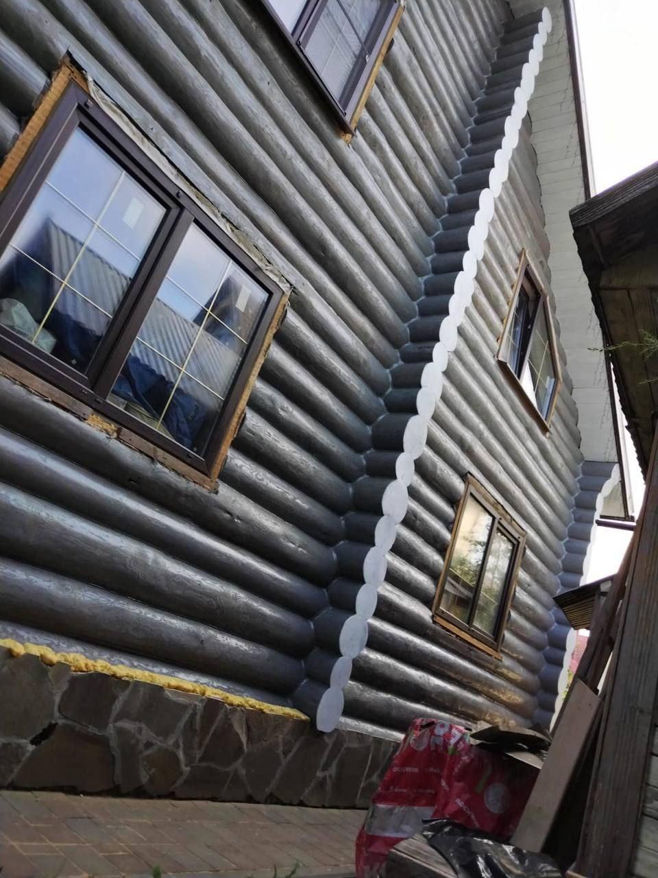 Профессиональная покраска деревянных домов из клеёного бруса.Профессиональная покраска деревянных домов из клеёного бруса.