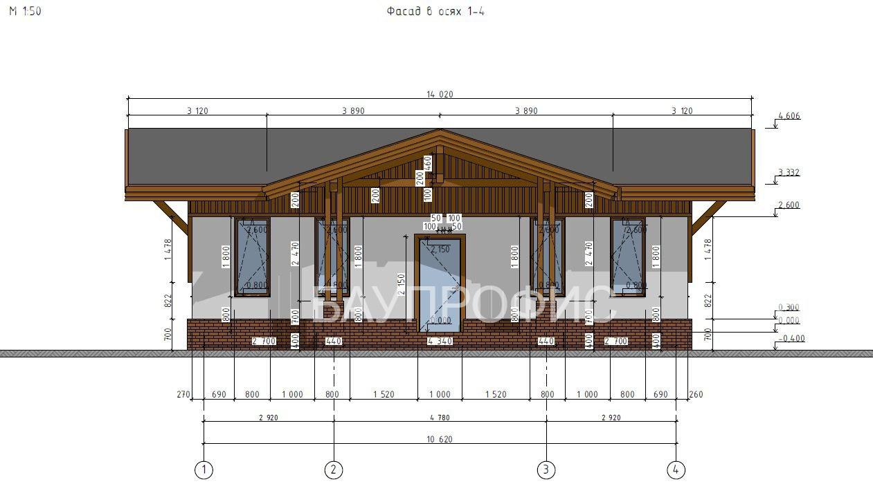 БАУПРОФИС. Одноэтажный жилой дом из керамических блоков площадью 58 м2.