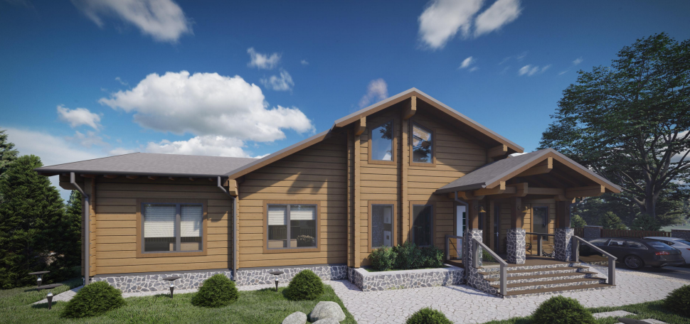 БАУПРОФИС | Жилой двухэтажный дом из клеёного бруса площадью 275 м2.