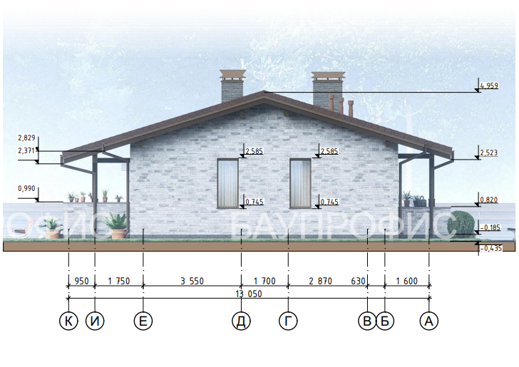 Одноэтажный жилой дом из керамических блоков площадью 145 м2.