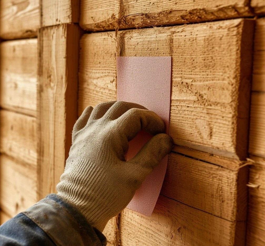 Межслойное шлифование брусовой стены. Межслойное шлифование брусовой стены.