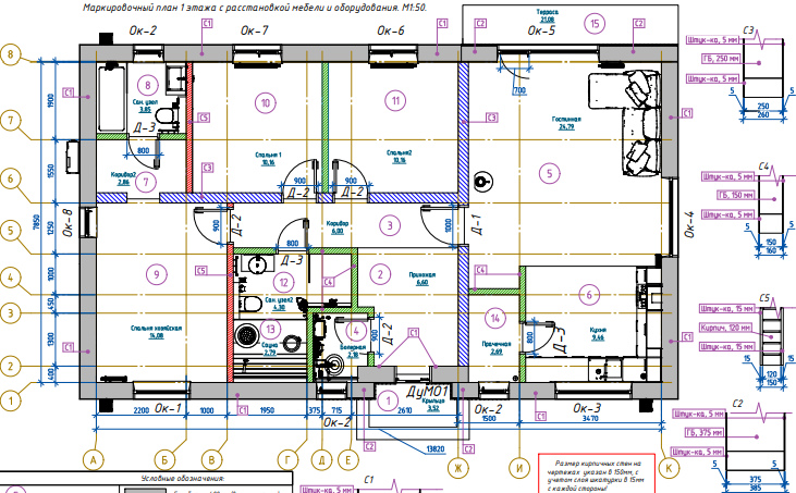 БАУПРОФИС | Одноэтажный жилой дом из керамических блоков площадью 125 м2.