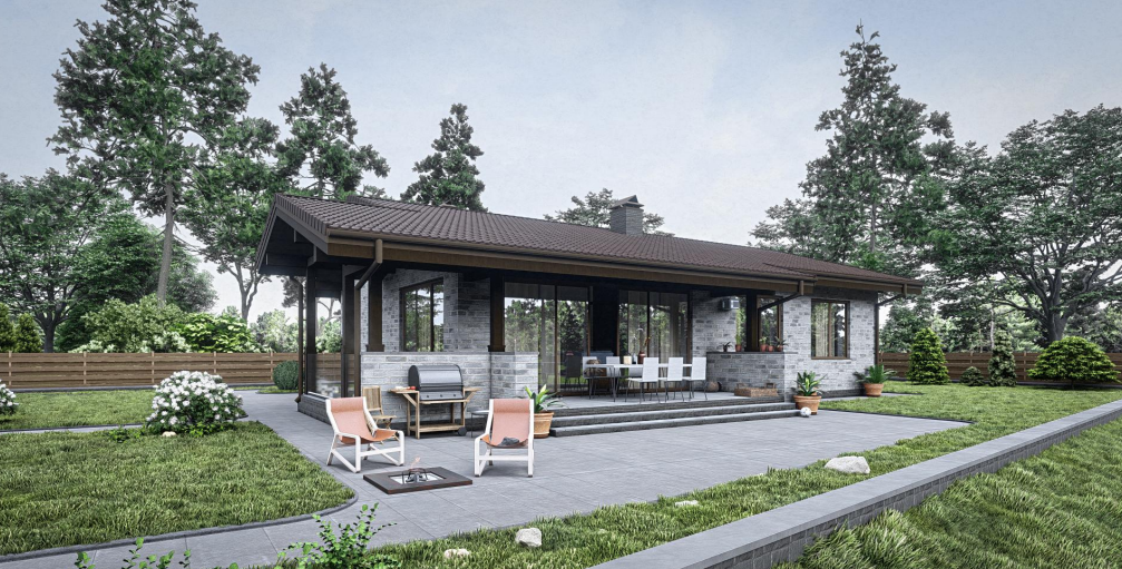 Одноэтажный жилой дом из керамических блоков