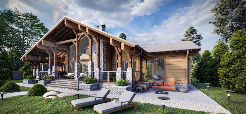 БАУПРОФИС | Жилой двухэтажный дом из клеёного бруса площадью 275 м2.