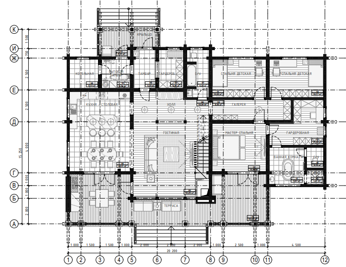 БАУПРОФИС | Жилой двухэтажный дом из клеёного бруса площадью 275 м2.