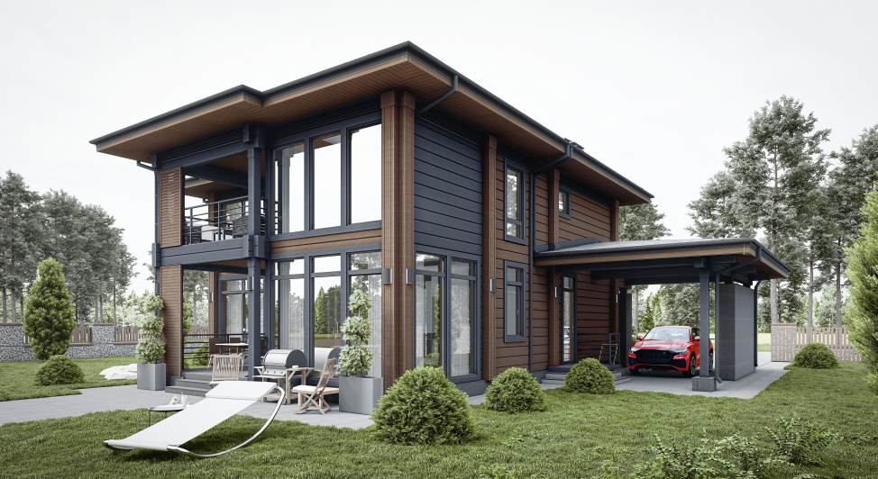 БАУПРОФИС | Жилой двухэтажный дом из клеёного бруса площадью 316 м2.