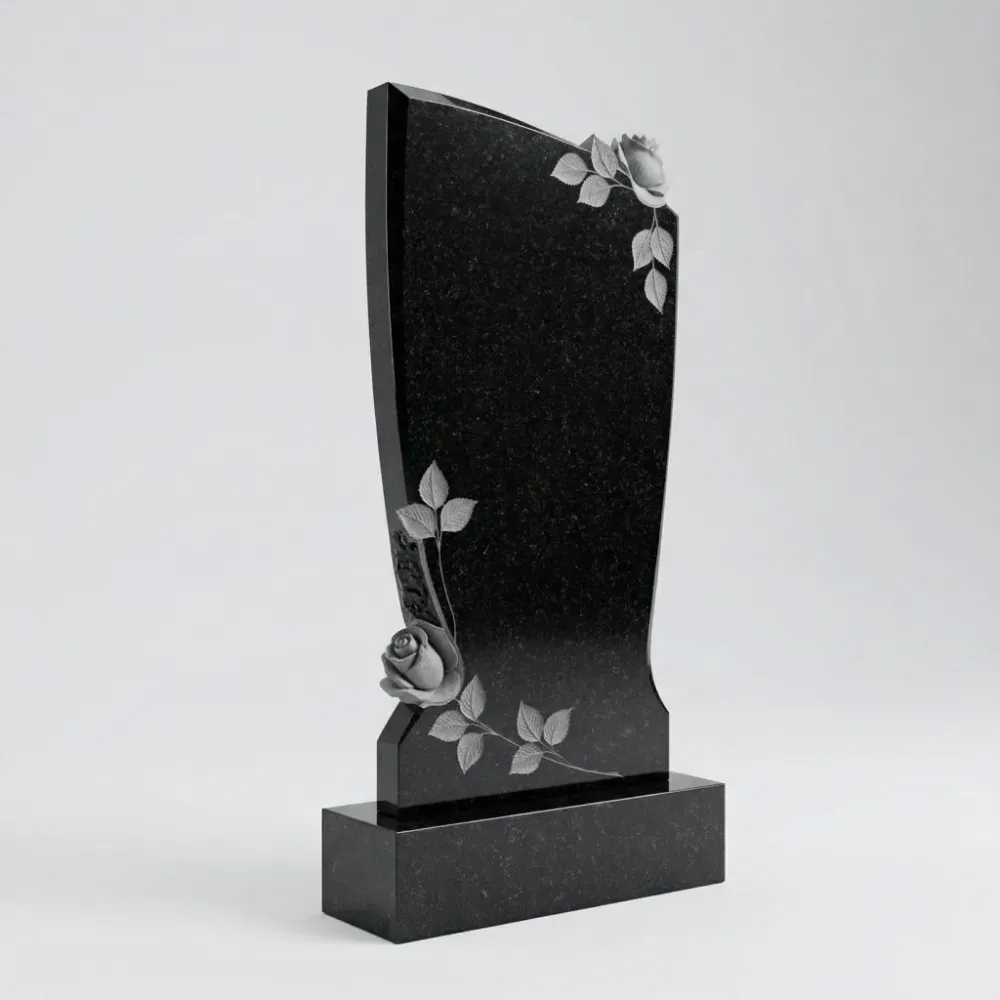 Красивый гранитный памятник Две розы на могилу