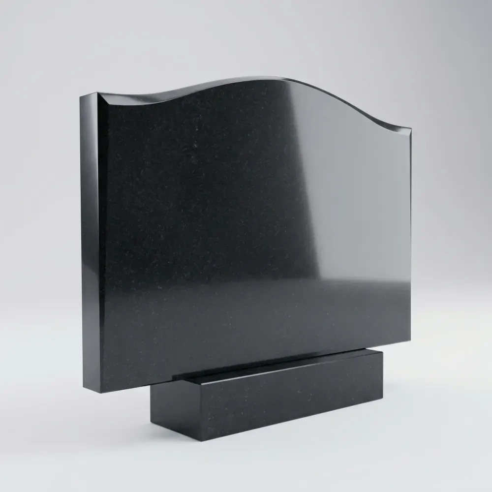 Горизонтальный резной памятник Наполеон из черного гранита Габбро-Диабаз, семейное надгробие на двоих, Подольск