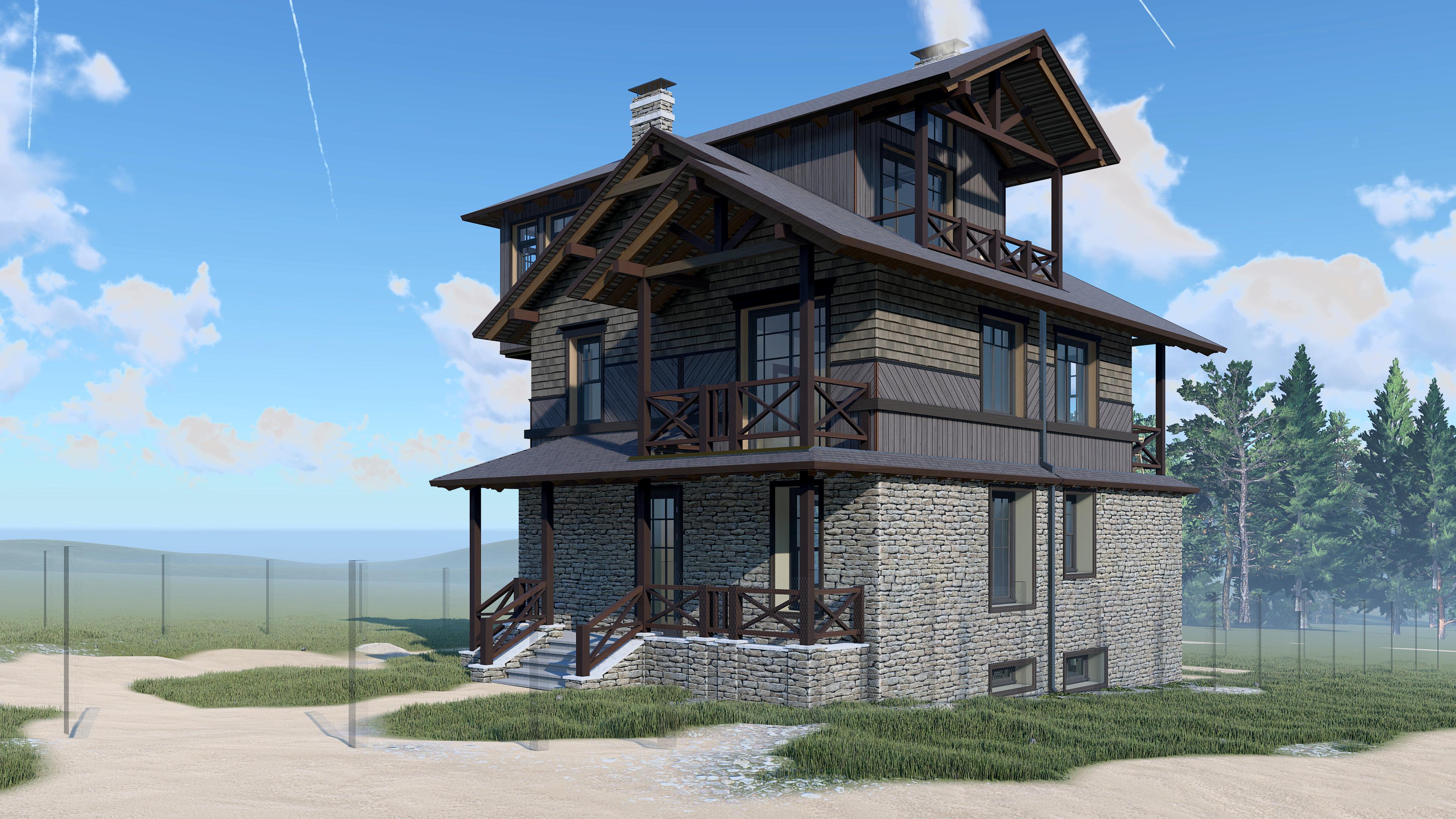 Проект частного дома с башней