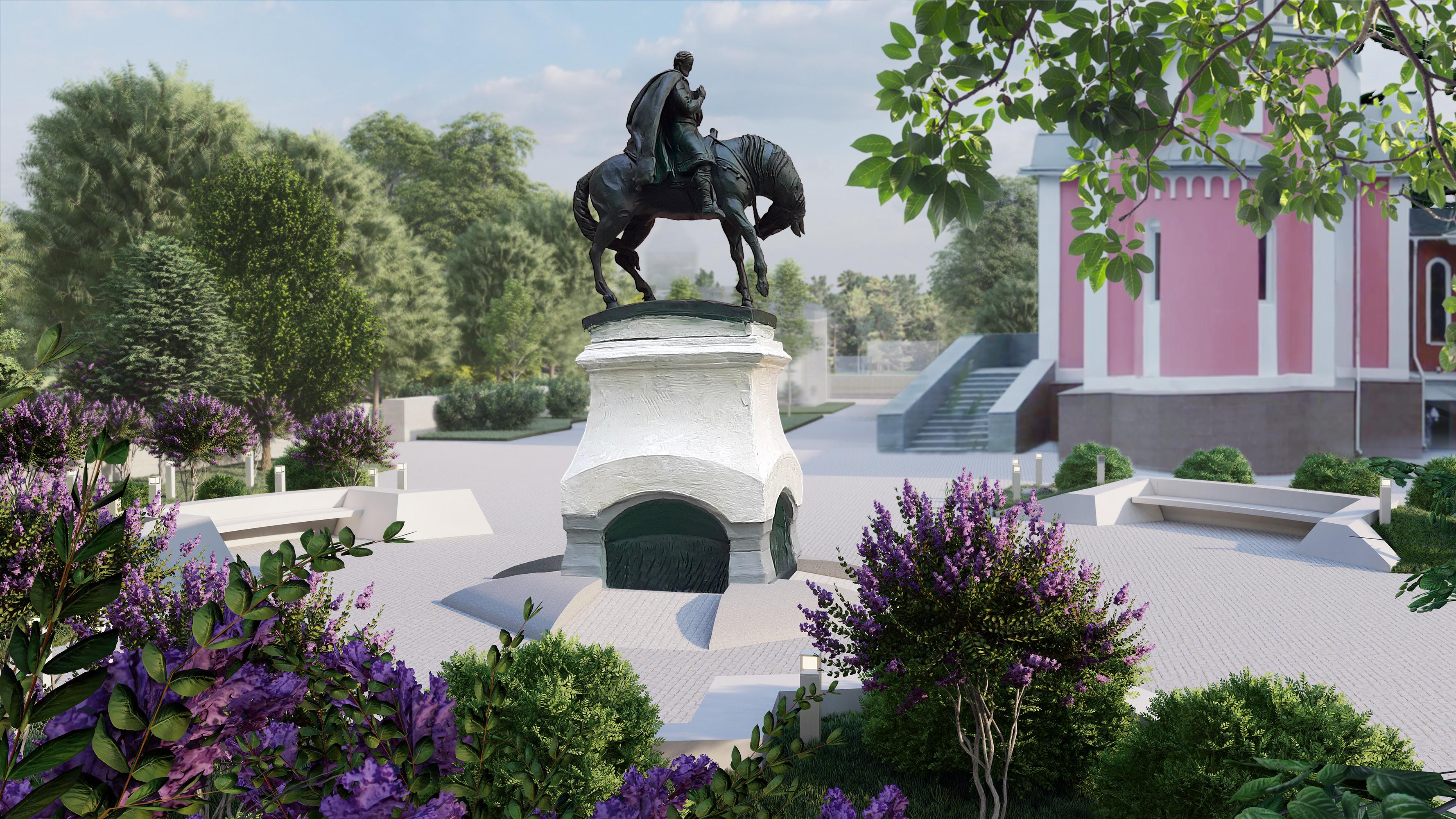 Благоустройство парковых прицерковных территорий, проект памятника Александру Невскому