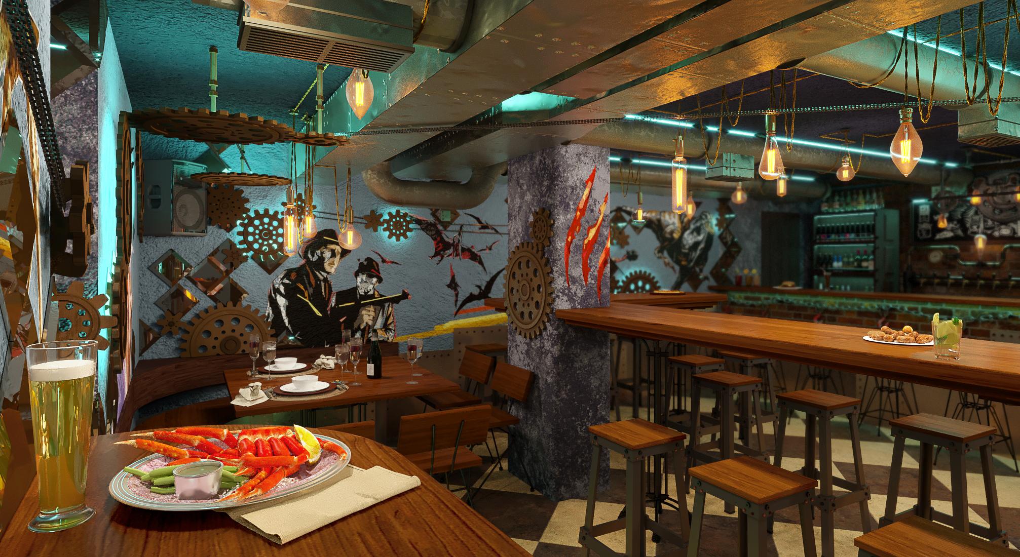 Дизайн интерьера пивного бара