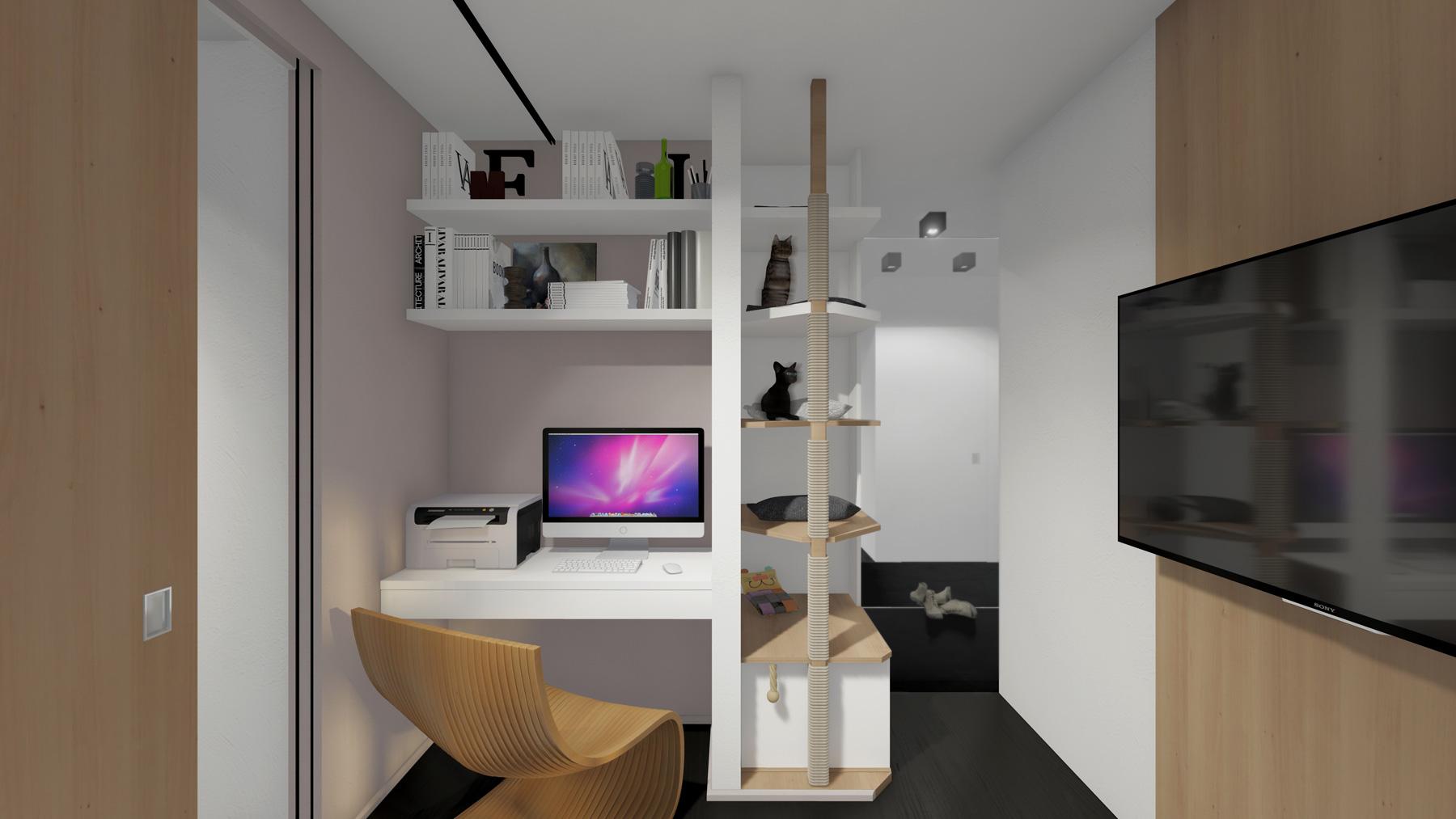 Современный минимализм дизайн интерьера для владельцев кошек домашних животных в скандинавском стиле джапанди