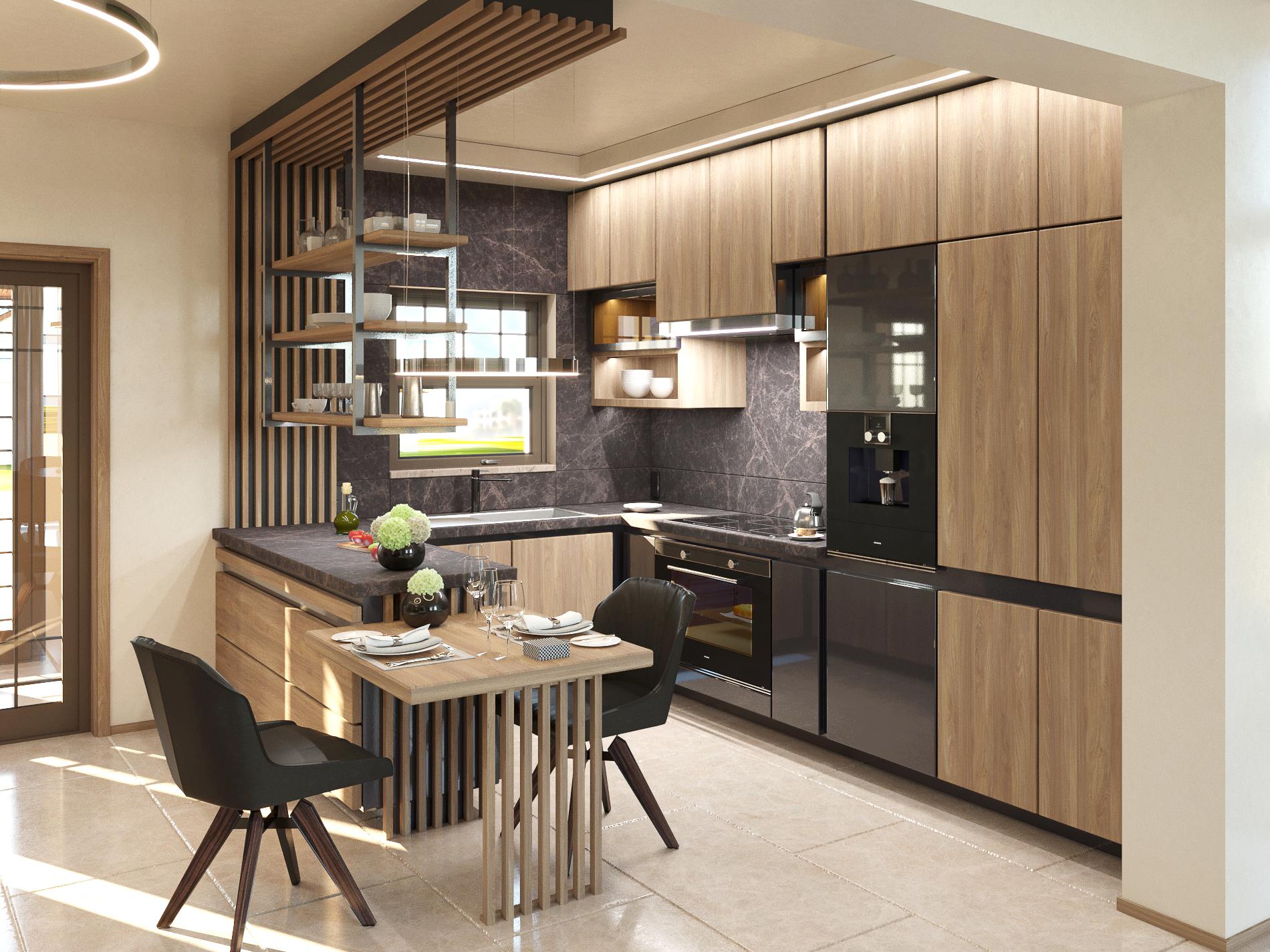 Дизайн интерьера Современной кухни в загородном доме