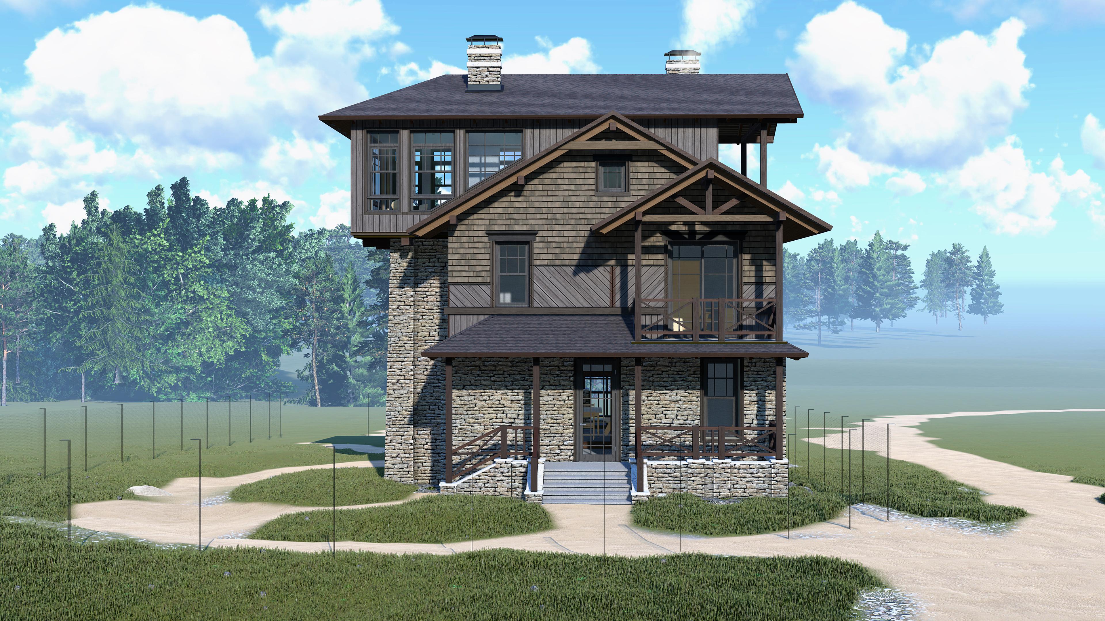 Проект частного дома с башней