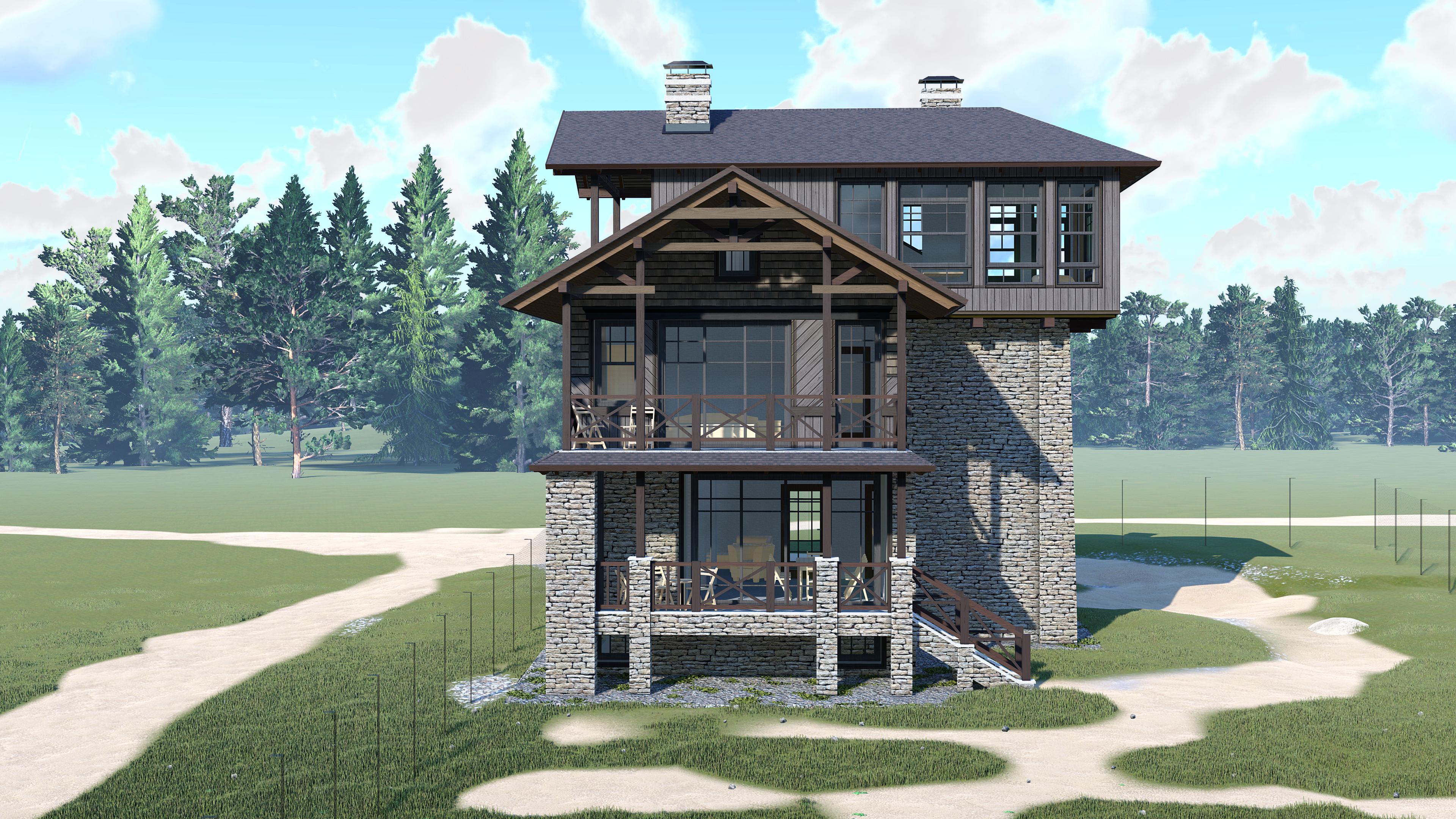 Проект частного дома с башней