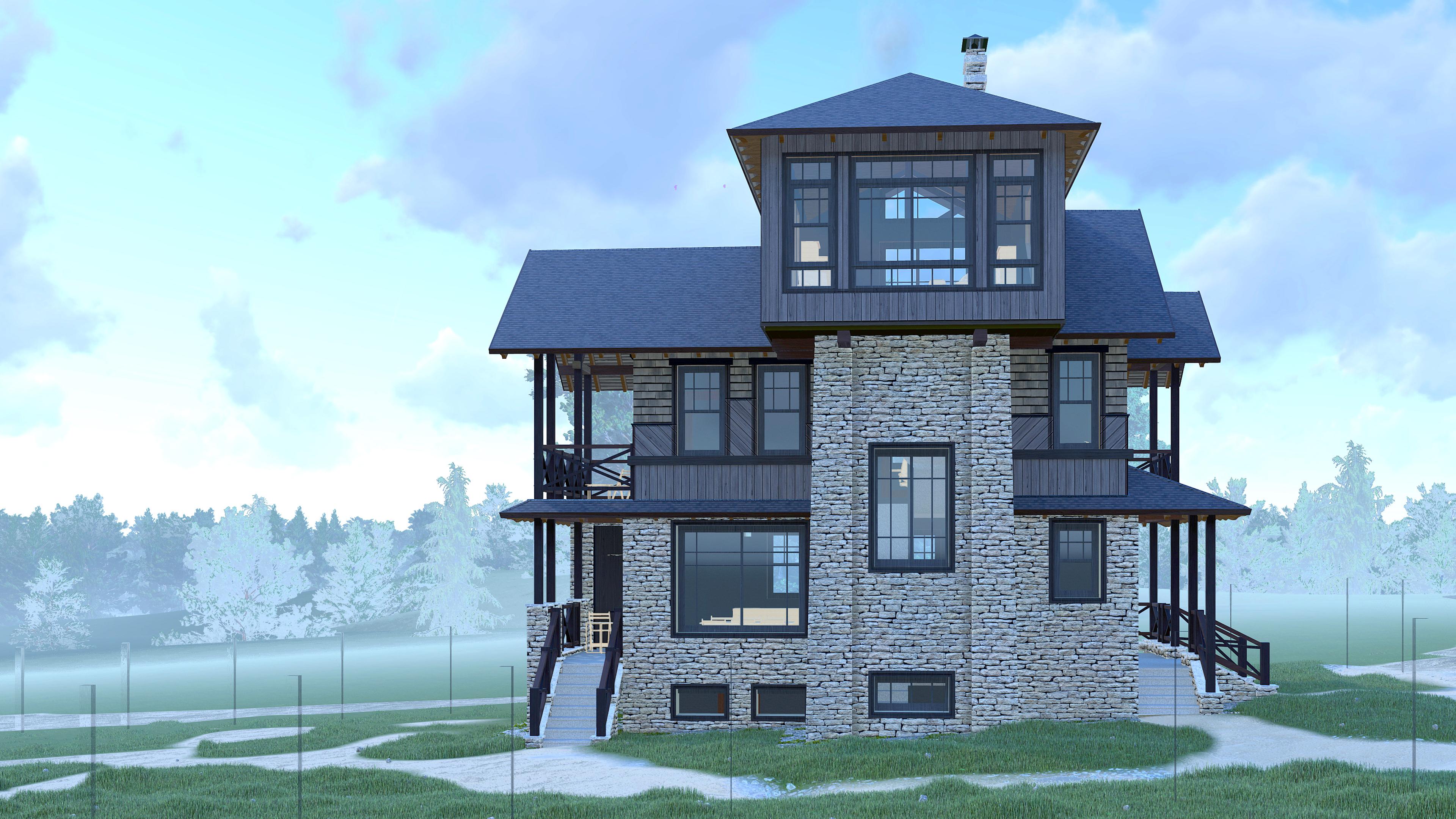 Проект частного дома с башней