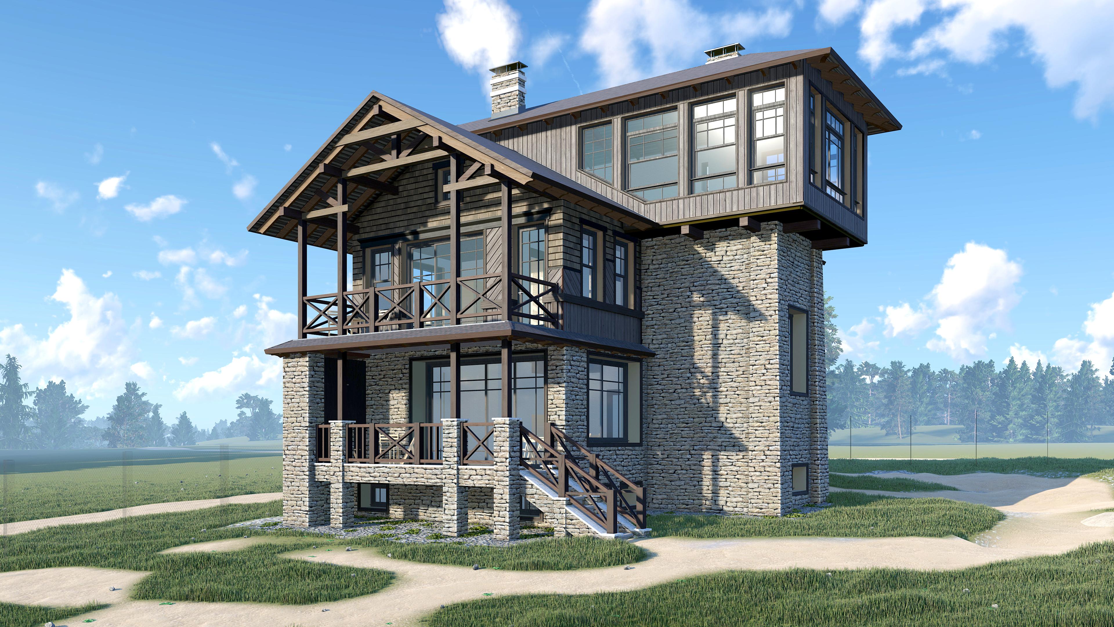 Проект частного дома с башней