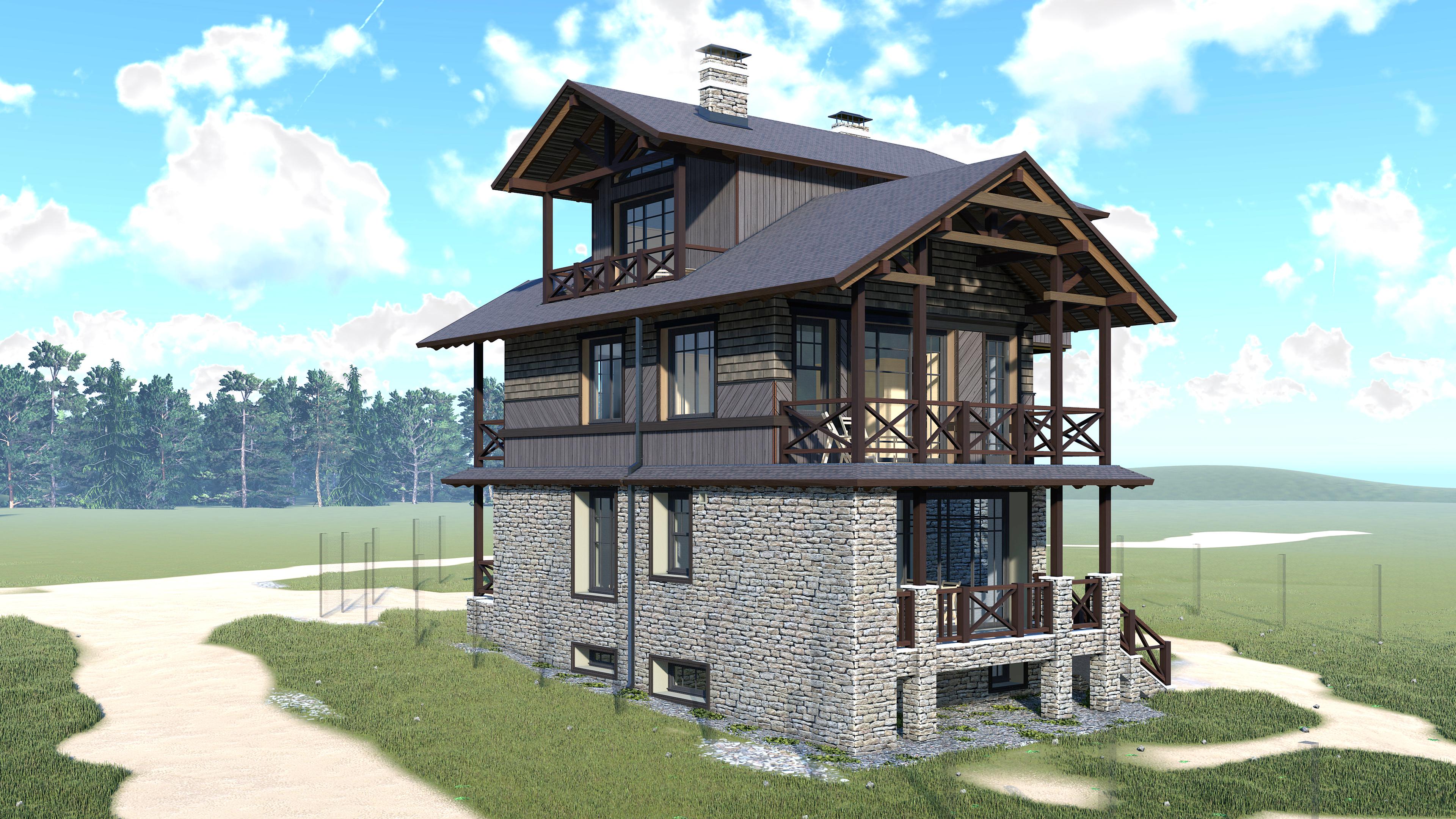 Проект частного дома с башней