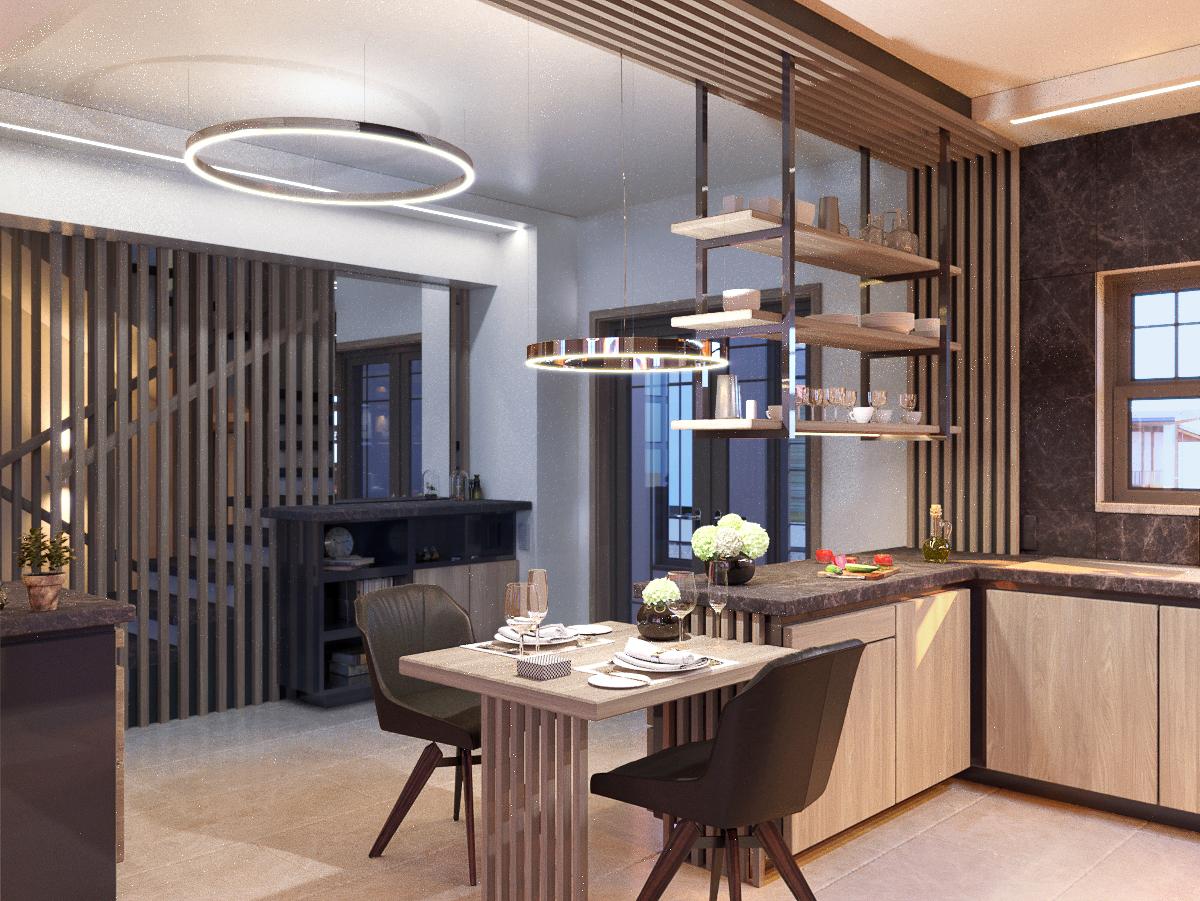 Дизайн интерьера Современной кухни в загородном доме